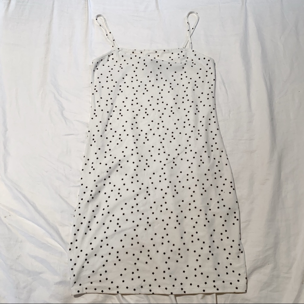 Forever 21 White Body-con Dress with Black Stars